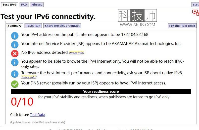 在线工具_Test（your IPv6– ipv6在线检测网址(含教程)）